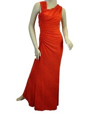 Calvin Klein Women's Ruched Shiny Sparkling Sleeveless Ball Gown Dress, Red, 10