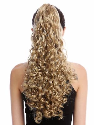 Postiche Tresse Queue de Cheval Long Volumineux Fort Bouclé Blond Clair 50 CM - Photo 1/3
