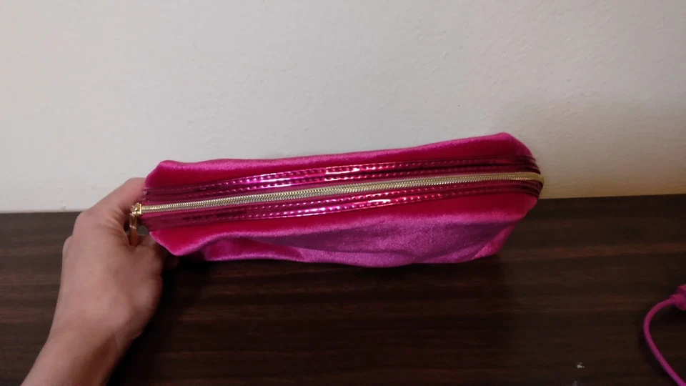 LANCOME Cosmetic Make-up Bag Hot Pink Velvet - Image 2 of 4