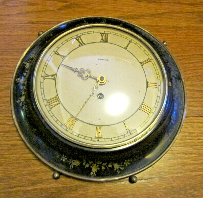 Antique Junghans German Art Deco 8 Day Wall Clock w/ Key/KEEPS ACCURATE TIME!