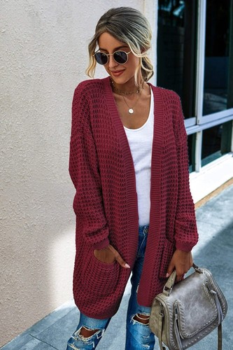 Women's Open Front Knit Cardigan - Picture 4 of 4