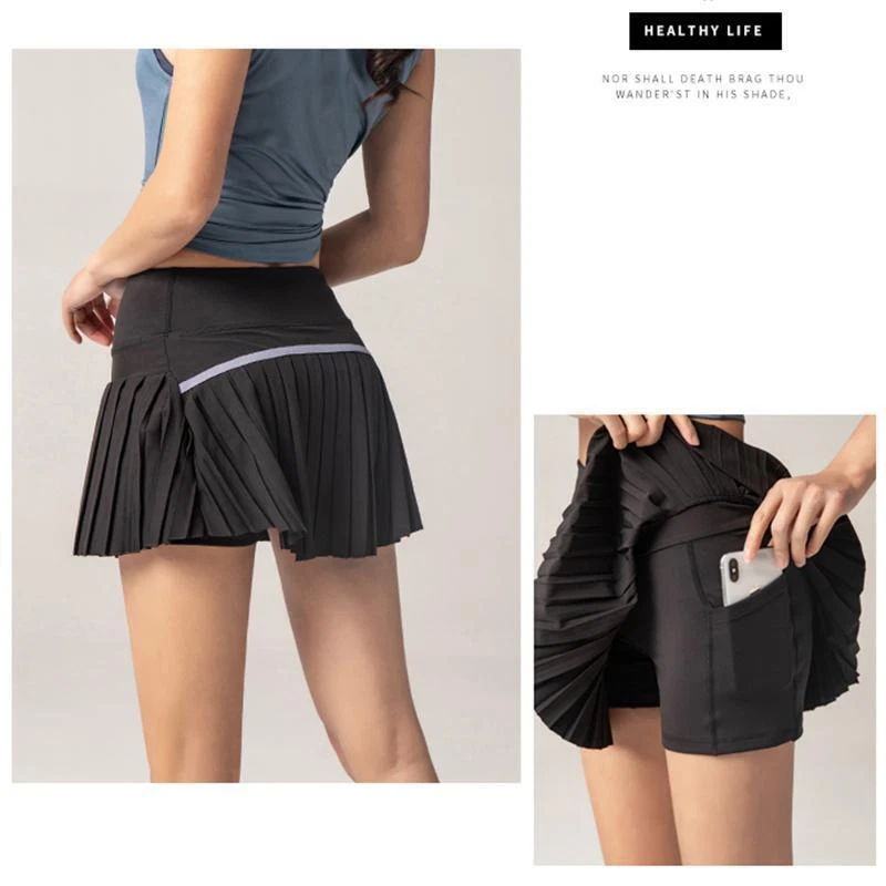 Tennis Skirt Womens Sportswear Gym High Waist Athletic Fitness Activewear Skort