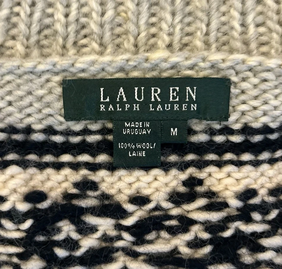 Jaqueta Lauren Ralph Lauren Southwest malha asteca zíper completo 100 suéter de lã média - Imagem 4 de 4