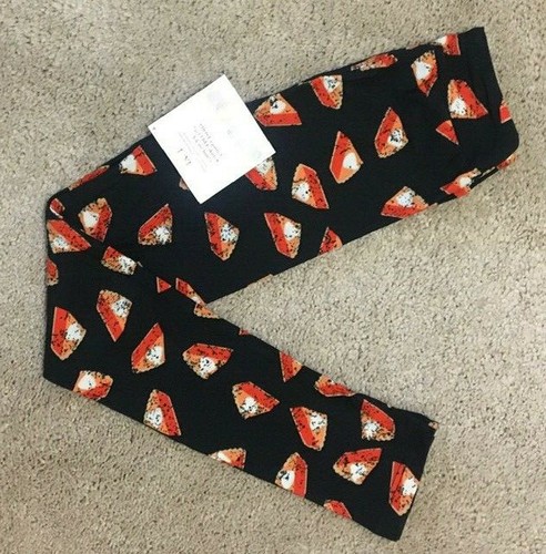 LuLaRoe Leggings Kids L/XL BLACK with PUMPKIN PIE SLICES ~ Thanksgiving UNICORN - Picture 2 of 2