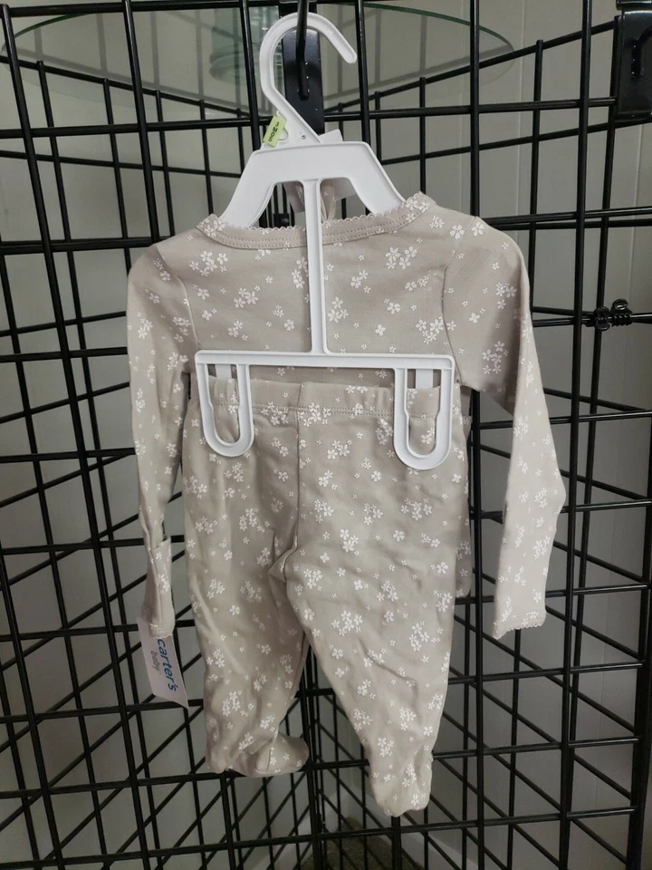 NUEVO Juego de pijama infantil Carter's niñas 3 piezas talla 3 meses pantalón camisa sombrero $26 gris Foto 3 de 4
