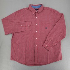 Chaps Easy Care Men's XXL Red Checked Button Down Long Sleeve Shirt