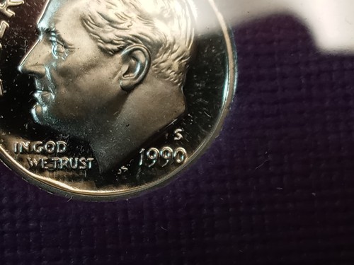 1990 S - Weak Strike? "S" on Roosevelt Dime - Proof Set - Picture 5 of 6