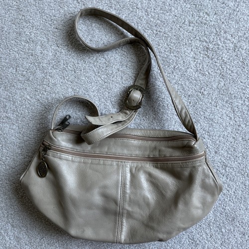 Stone Mountain Taupe Leather Crossbody Bag Purse Made In USA , Pre-Owned