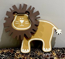 Wooden Lion Nursery Wall Decoration EUC