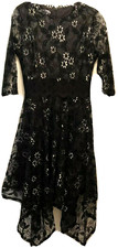 NEW Dress Size 6 Black Floral Handkerchief Lined Lace Belted Coeur de Vague 