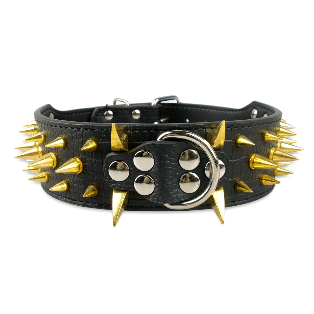 Collier à pointes pour chien avec laisse, collier noir pour chien Collier à pointes pour chien avec laisse, collier noir pour chien