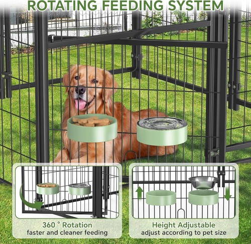 Outdoor Large Dog Kennel with Roof-Security Lock and Swivel Feeder,4'Lx4'Wx4.4'H - Picture 4 of 7