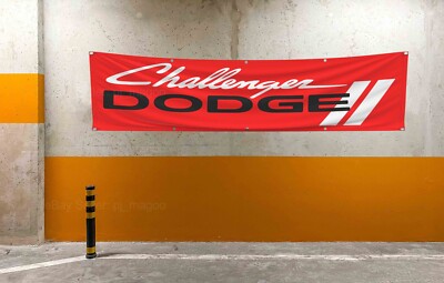Challenger Dodge Banner 2X8Ft Flag Racing Car Hellcat Srt Muscle Car Garage