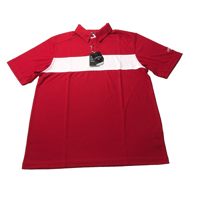 NEU CALLAWAY Herren rot kurzärmliges Golfshirt klein feuchtigkeitsableitend Komfort