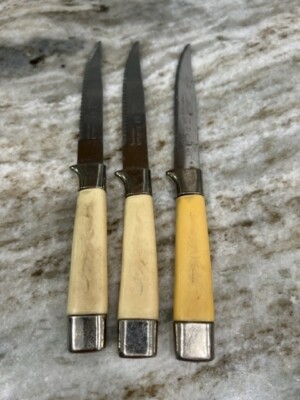 Vintage Regent Sheffield Emdeko Stainless Steel Knives Set Of 3 England