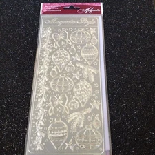 MAGENTA STYLE Stars Christmas ORNAMENTS Peel Off Sticker Sheet SILVER Craft NEW