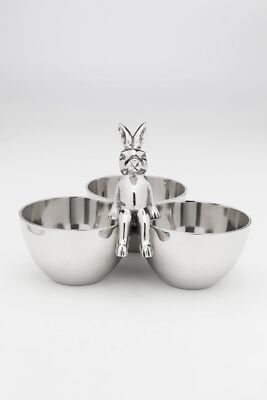 Silber Metall Snack Süßigkeiten Schale Dipp Serviertablett Vorspeise Schalen Hase Häschen 