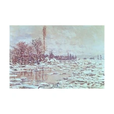 Claude Monet-Breakup of Ice, Grey Weather Hand-painted Oil Painting Wall Art
