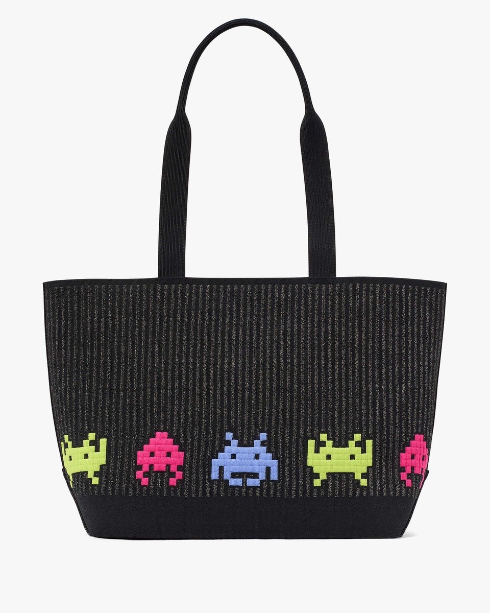 Kate Spade K1642 space invaders black mult(001) BLC トート Kate Spade KI642 X Space Invaders Fly Knit Jacquard Shopper