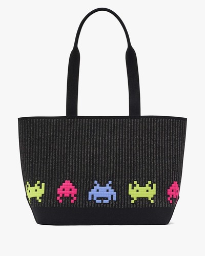 Bolso de Mano Kate Spade KI642 X Space Invaders Tejido Jacquard Shopper Negro - Imagen 5 de 18
