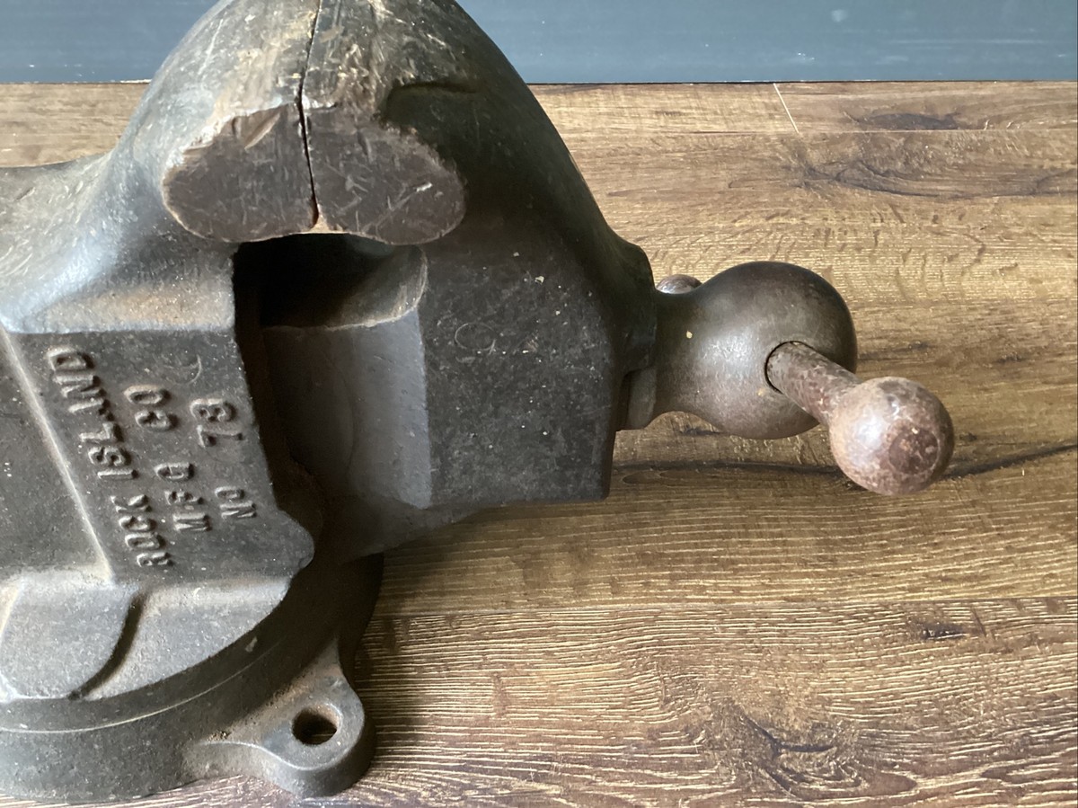 Vヴィ Vintage Rock Island # 73 Swivel Base Machinist Bench Vise 4