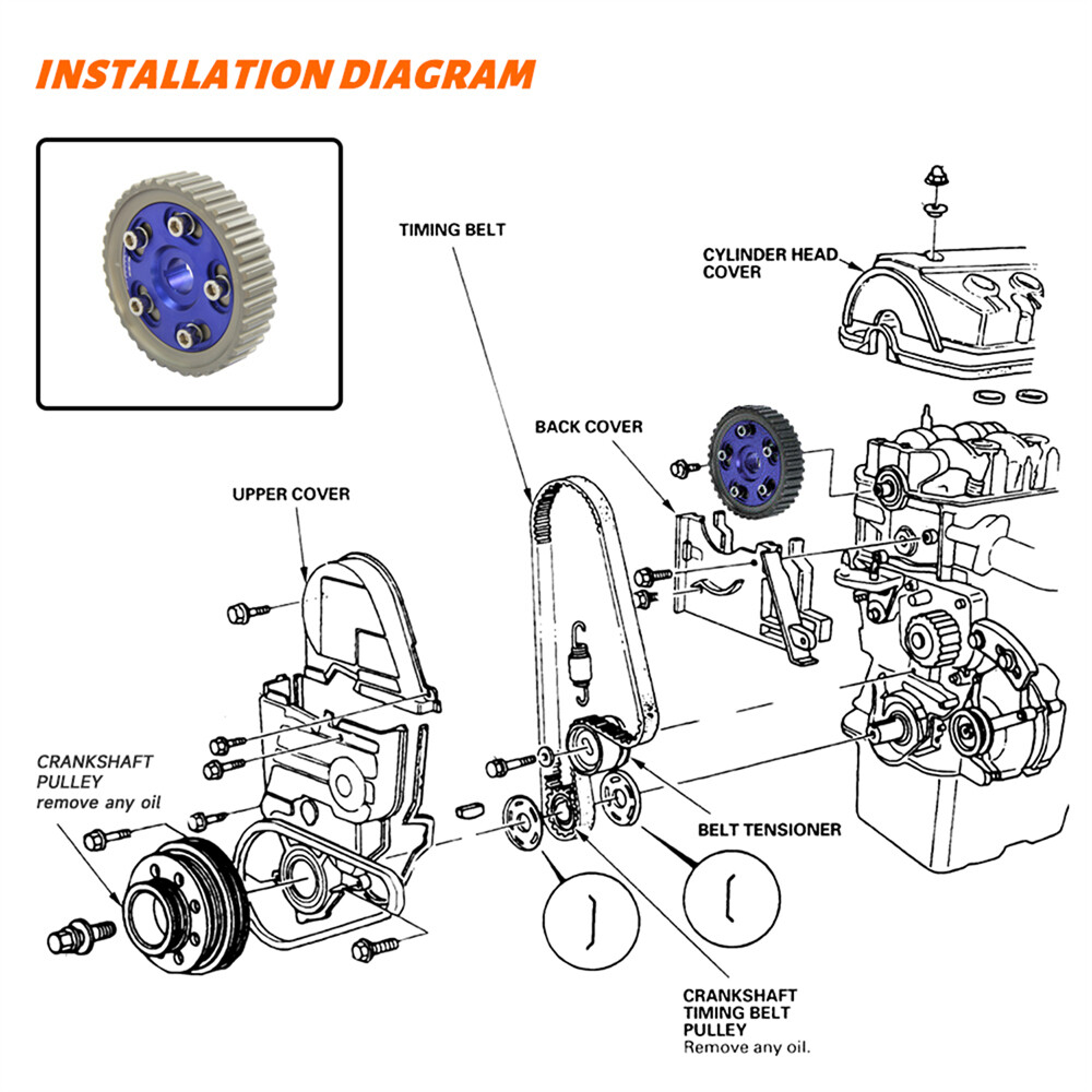 Racing Cam Gear & Cover for Honda Civic EK D15 D16 9600 EG D16 SOHC