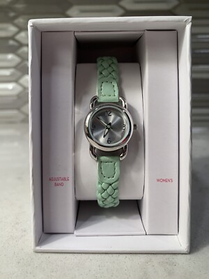 Women's Xhilaration Silver Tone Watch with Green strap Brand New