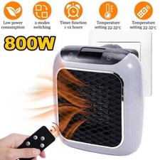 Wall Plug Heater Fan Ceramic Electric Space Heater Timer Low Energy w/Remote