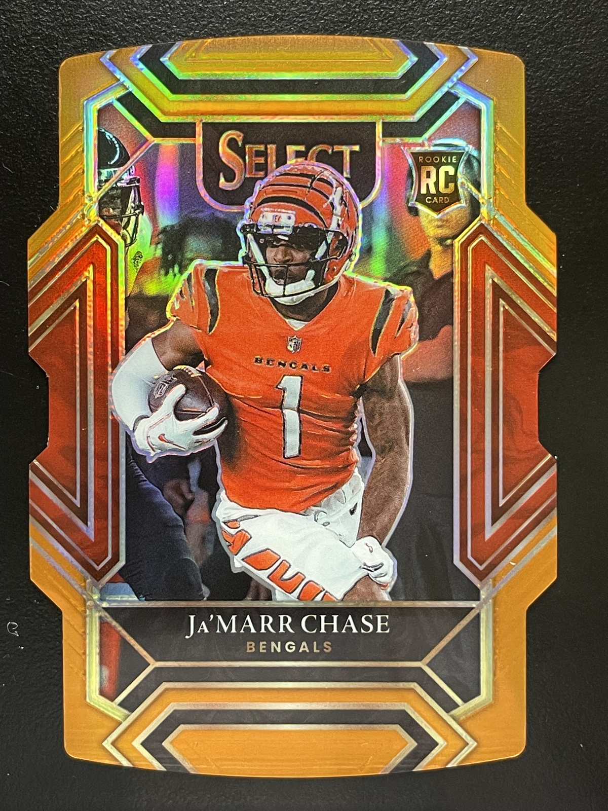 2021 Panini Select #247 Ja'Marr Chase Orange Prizm Die Cut #/249 RC Bengals