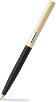 Sheaffer Sagaris Kugelschreiber Schwarz Fürst Gravierte Chrom Kappe Gold Akzent