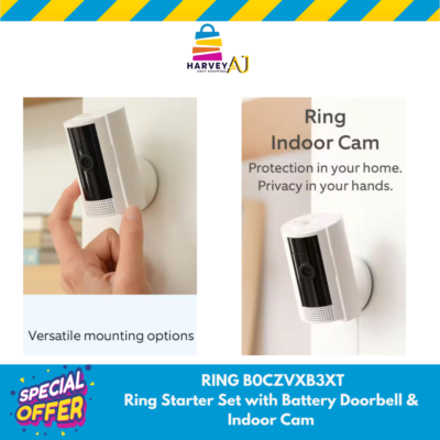 Ring B0CZVXB3XT Starter Set with Battery Doorbell and Indoor Cam
