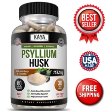 Psyllium Husk+ 60ct - Colon Cleanse, Detox Toxins, Energy boost, Weight loss 