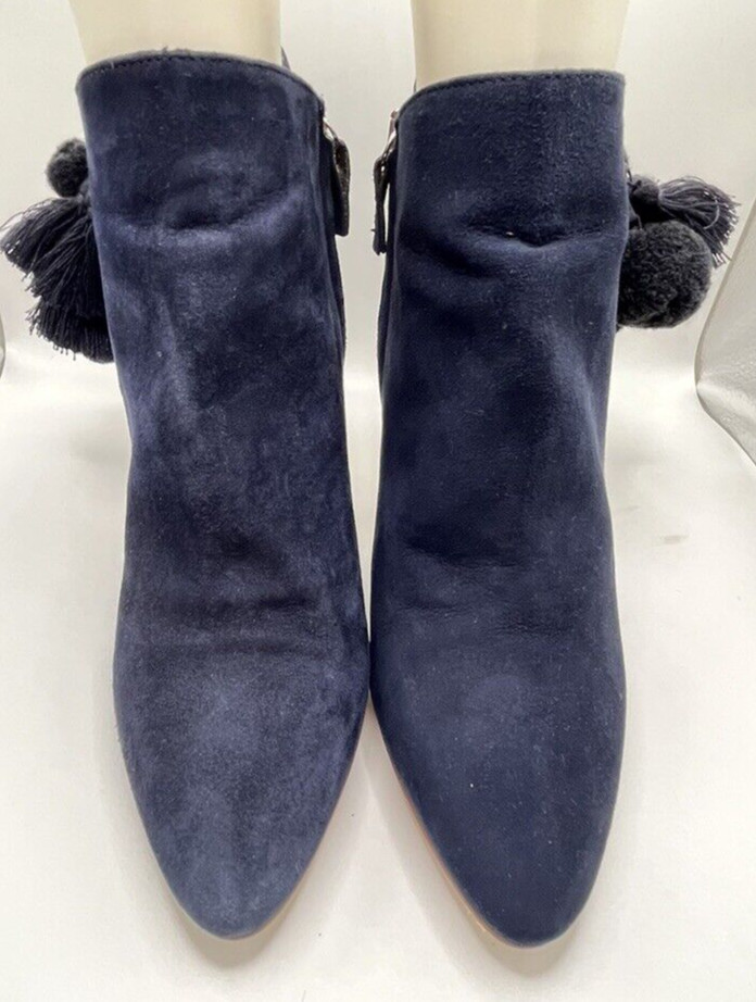 Zara Basic Collection Blue Suede Booties with Pom… - image 5