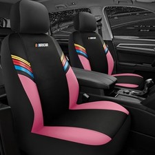 Car Seat Covers Leather and Mesh Seat Covers, Universal Fit Front Seat Pink