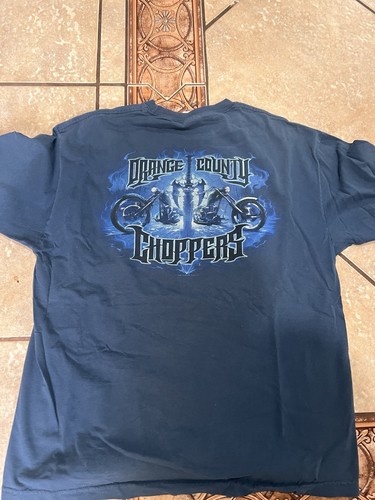 ORANGE COUNTY CHOPPERS XL BLUE GRAPHIC TEE SHIRT DOUBLE SIDED