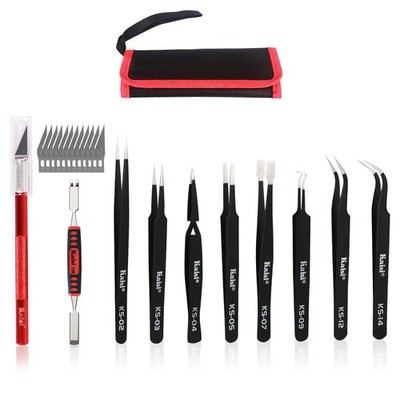 Precision Tweezers Set, Kaisi 10 PCS ESD Tweezer Set, Anti-Static Stainless S...