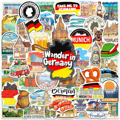 200PCS Germany Stickers, Waterproof German Travel Stickers for Luggage Water Bot