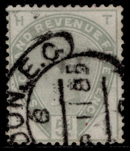 GB QV SG193, 5d dull green, USED. Cat £75. TH