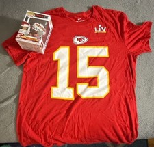 Nike KC Chiefs Patrick Mahomes Super Bowl LIV T-Shirt Size Large and Funko Pop