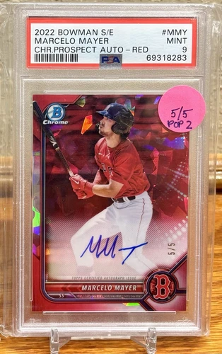 2022 Bowman Chrome Sapphire Marcelo Mayer Red Auto /5 PSA 9 (POP 2) Red Sox #MMY