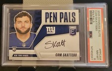 2025 Panini Donruss Elite Pen Pals Cam Skattebo Black Ink Rookie Auto - PSA 8