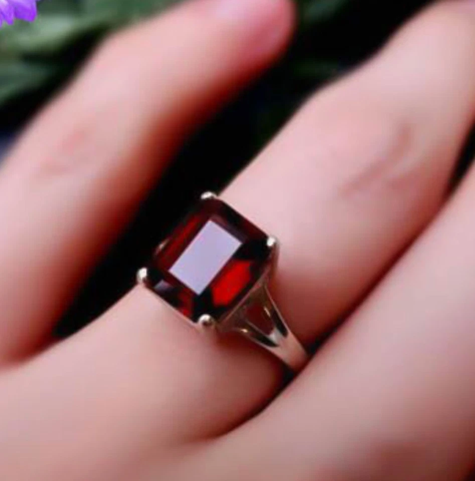 Mosambik Granat Edelstein Handarbeit 925 Sterling Silber Schmuck Ring alle Größen