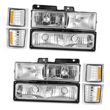 Headlights OE Replacement Clear Lens I Chrome Housing I Amber Reflector