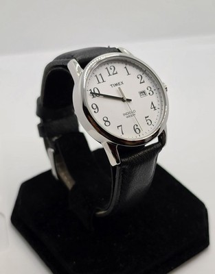Timex Indiglo Date White Dial Black Leather Strap 38mm Quartz Watch TW2P75600