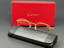 Cartier T8100608 Pale Gold 51mm Titanium Oval Half Rim Unisex Vintage Eyeglasses