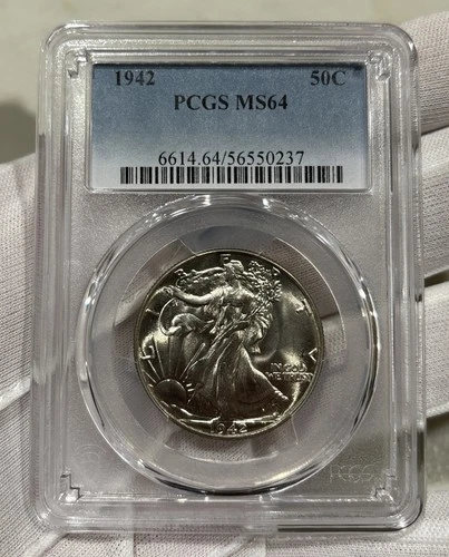 GRADED 1942 Walking Liberty Half Dollar PCGS MS64 Silver American Coin