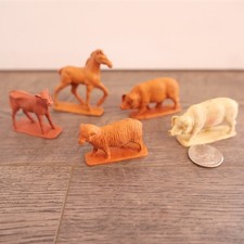 Vintage 1950s Auburn Rubber Farm Animals Lot Of 5 Horse Pig Sheep Cow Baby