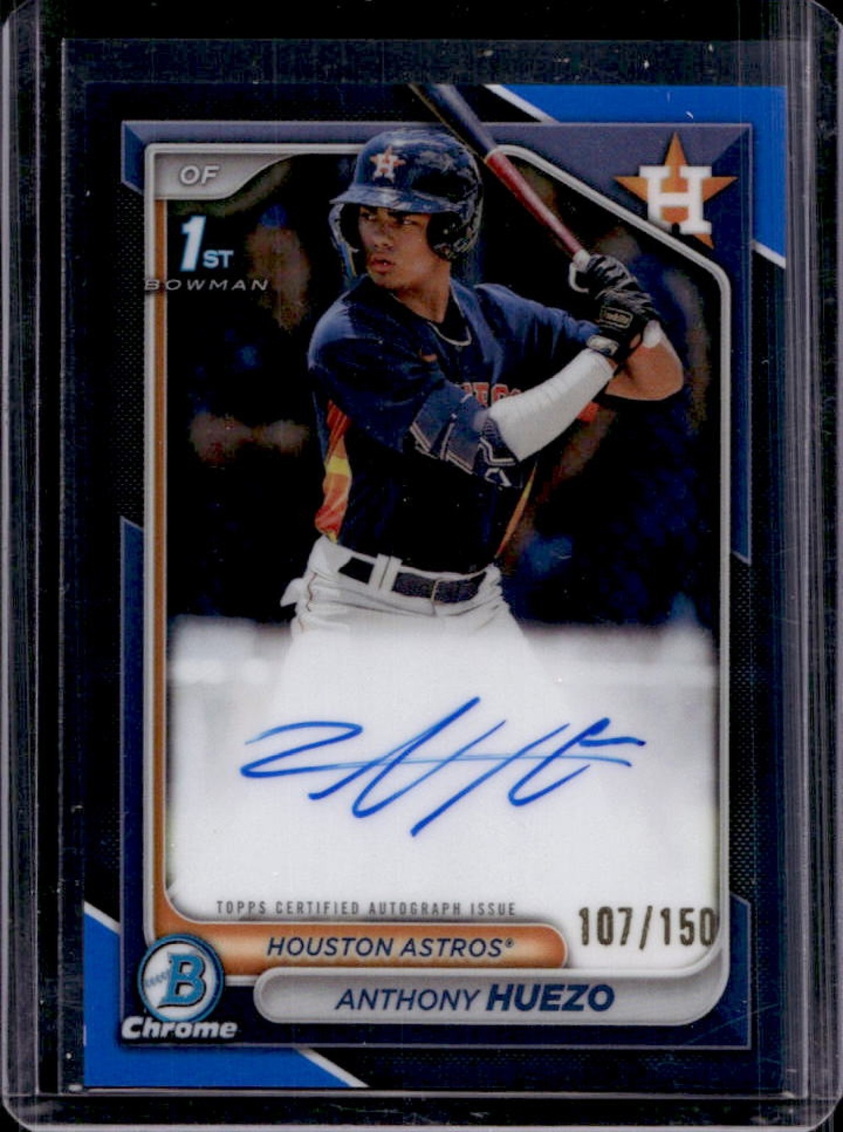 2024 Bowman Anthony Huezo Chrome Auto Blue Refractor 1st Prospect #/150 Astros
