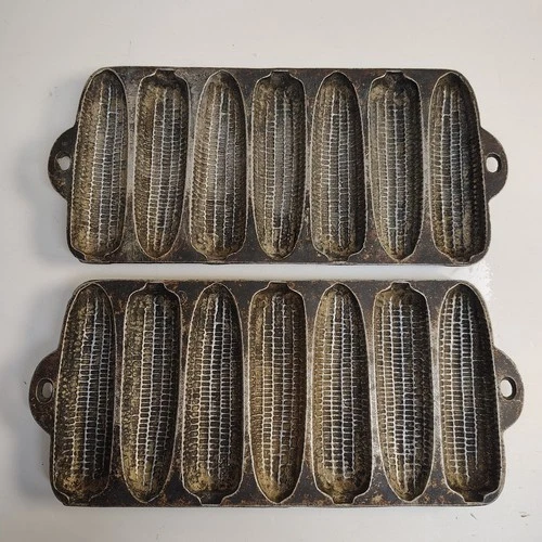 Vintage Wagner Ware Cast Iron Cornbread Corn Bread Stick Pan 2 Pans Seasoned USA