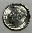 1948 P Roosevelt Silver Dime BU Uncirculated Split bands FSB